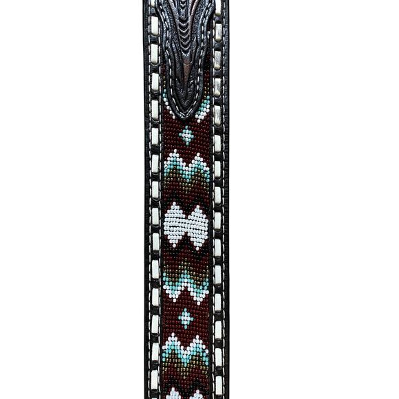 Ariat Leather Belt Southwestern Beaded Size 32 (NWT) - Picture 3 of 9